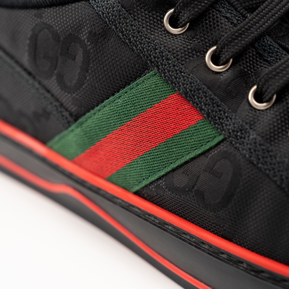 Size 13G 13.5 US  Gucci Tennis 1977 Off the Grid Low Black Canvas Sneakers GG - Picture 7 of 10